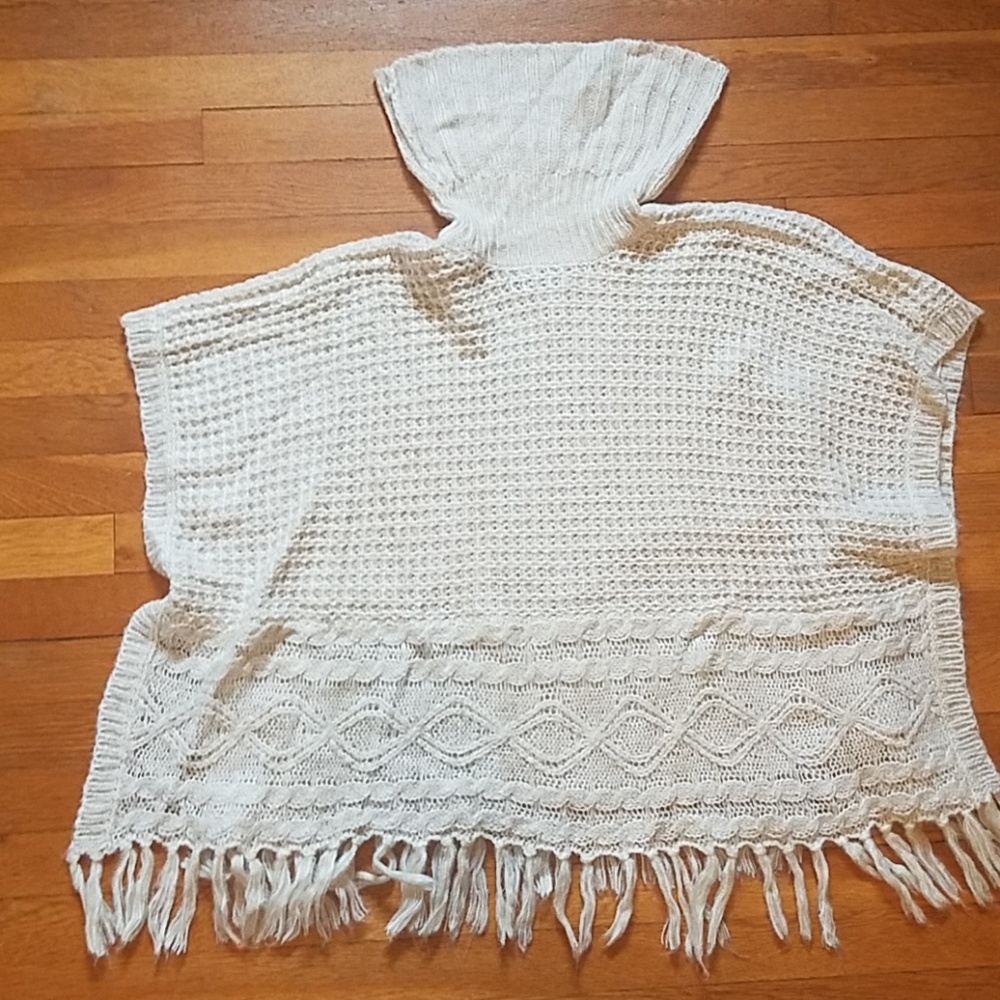 Cozy off white poncho with arm holes